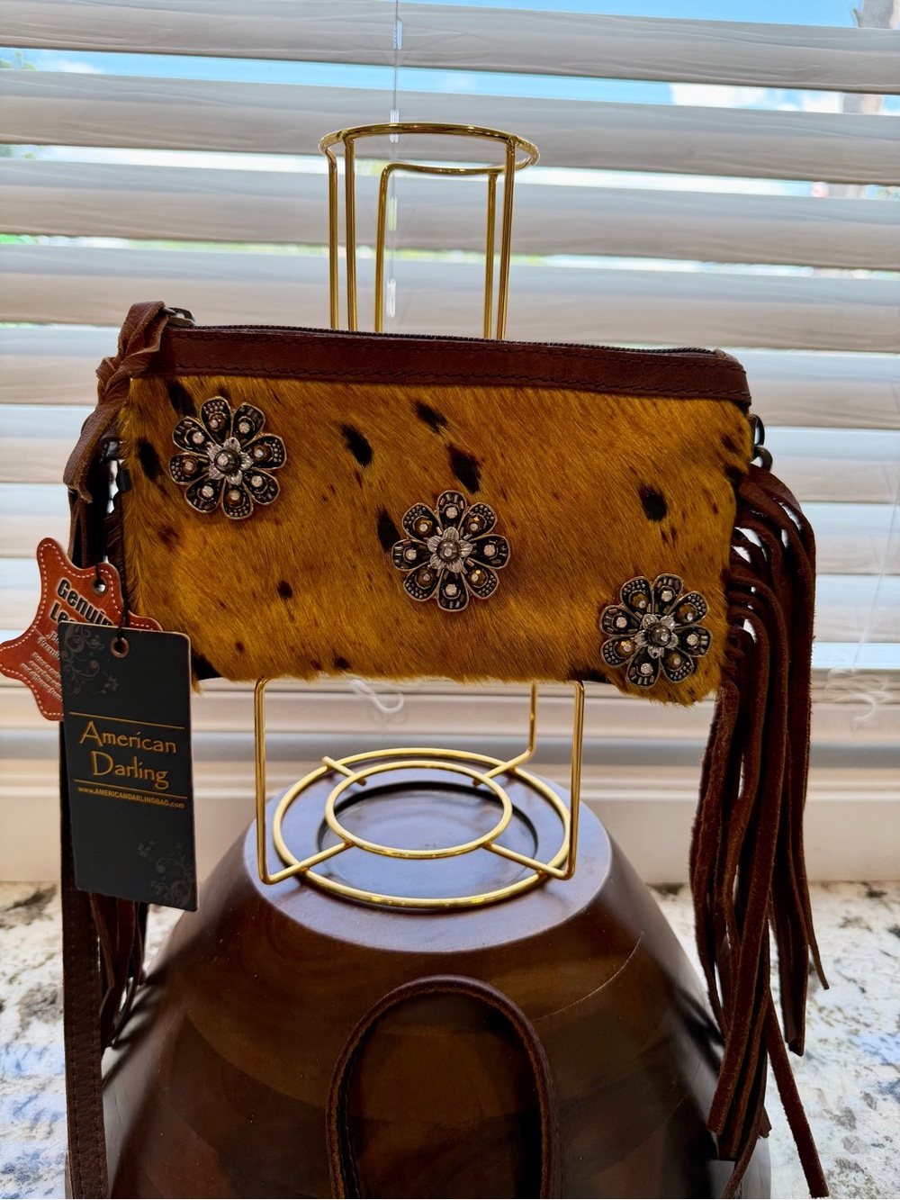 OOAK American Darling COWHIDE Hair-On Crossbody BAG HANDBAG WESTERN BOHO Concho